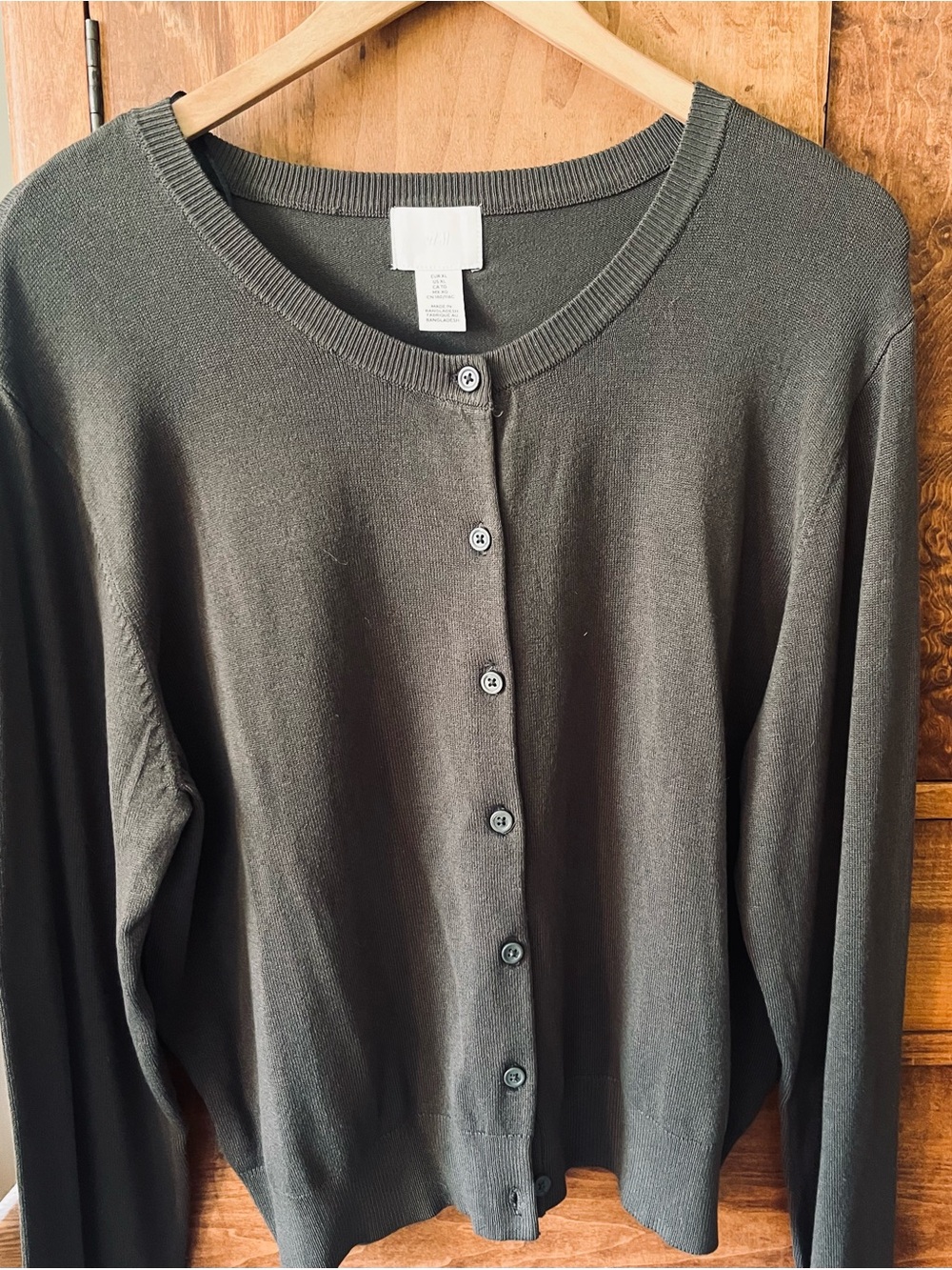H&M Olive Button-Up Cardigan Sweater